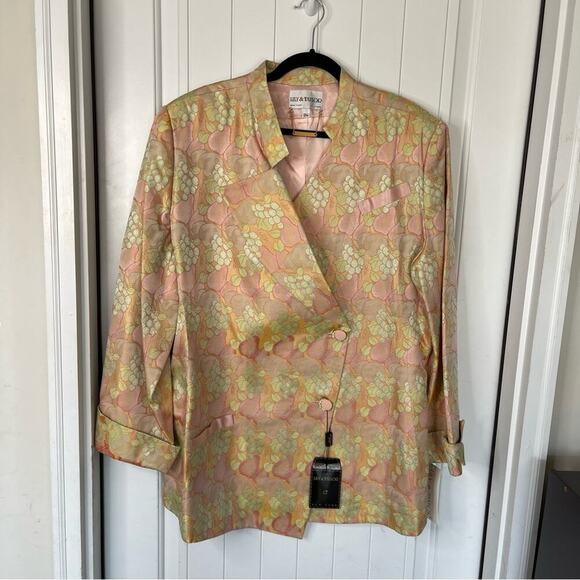 Vintage Lilly and Taylor made in USA jacquard fruits grape jacket size 24 church - Picture 1 of 6